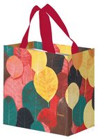 Mocna torba zakupowa z motywem liści - Mini 10L Kolorowe Listki bordowe