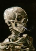 Plakat 50x70cm  Czaszka z Palącym się Papierosem, Van Gogh Vintage