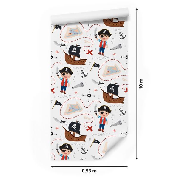 Tapeta dla chłopca PIRACI statki mapa skarbów zdjęcie 4