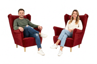Fotele uszaki skandynawskie czerwone welurowe aksamit Zoja Family Meble