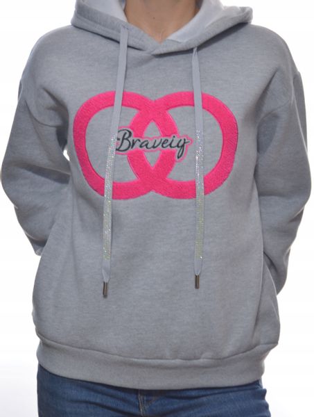 Damska bluza dresowa z kapturem uni szary zdjęcie 1