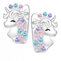 Srebrne kolczyki dla dziewczynki jednorożce kolczyki srebro 925 angielskie