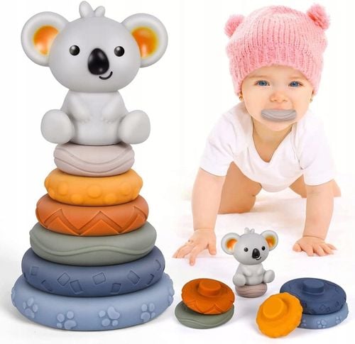 Klocki Sensoryczne Miękkie Gumowe Kreatywne Gryzaki Zestaw Wieża dla Dzieci na Arena.pl