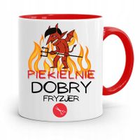 Kubek Czerwony Fryzjerki Piekielnie Dobry Fryzjer Z Nadrukiem Ze Zdjęciem