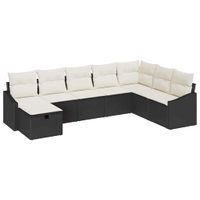 Zestaw Sof na Ogród 8 pcs Czarny 55 x 62 x 69 cm Polirattan