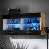 Pan Igiełka Witryna Wisząca LED Czarny Biały Dąb Wotan Loft Kompaktowa