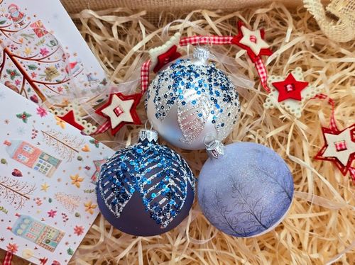 Bombki choinkowe szklane ręcznie malowane, 8cm, komplet 6 sztuk na Arena.pl