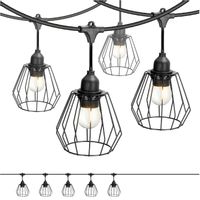 ZESTAW CRETE Girlanda ogrodowa 5m + kabel 10m + 5x klosz czarny D1 +żarówki