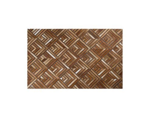 Dywan patchwork skórzany 140 x 200 cm brązowy TEKIR na Arena.pl