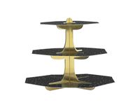 Stojak patera na ciasto babeczki czarno-złoty