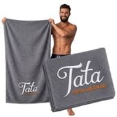 Ręcznik dla Taty na dzień Ojca Prezent 70x140cm Szary z Haftem Dedykacji