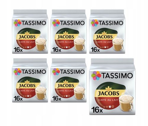 Kapsułki Tassimo Jacobs Cafe Au Lait 6x 16 szt. zestaw 5+1 GRATIS! [96 kaw] na Arena.pl