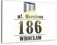 biała TABLICZKA ADRESOWA nierdzewna numer posesji 40x30 cm lampka led