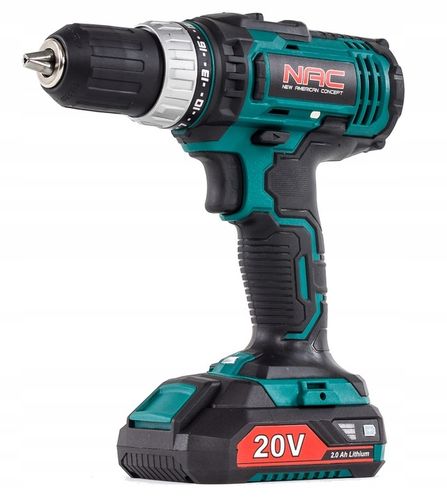 WIERTARKO WKRĘTARKA Akumulatorowa NAC 20V 2biegi +2x Bateria 2Ah +Ładowarka na Arena.pl