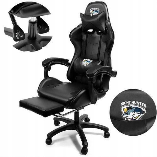 FOTEL gamingowy z MASAŻEM pleców KOMPUTEROWY OBROTOWY dla gracza +PODNÓŻEK! na Arena.pl