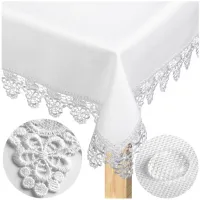 Obrus plamoodporny z gipiurą koronką biały 120x240