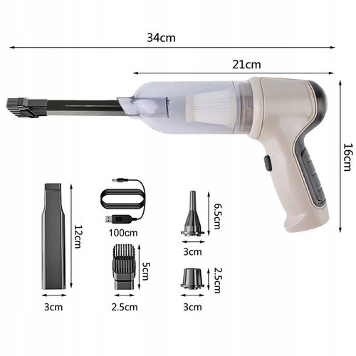 BEZPRZEWODOWY WYDAJNY RĘCZNY ODKURZACZ SAMOCHODOWY 120W 9000PA ŁADOWANY na Arena.pl