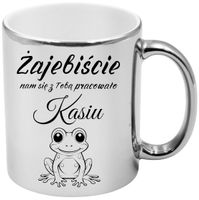 KUBEK SREBRNY PREZENT NA POŻEGNANIE KOLEŻANKI KOLEGI Z PRACY Z IMIENIEM