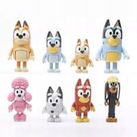 ZESTAW FIGUREK Z BAJKI BLUEY Z RODZINKĄ RUCHOME PIESKI DLA DZIECI 8SZT.