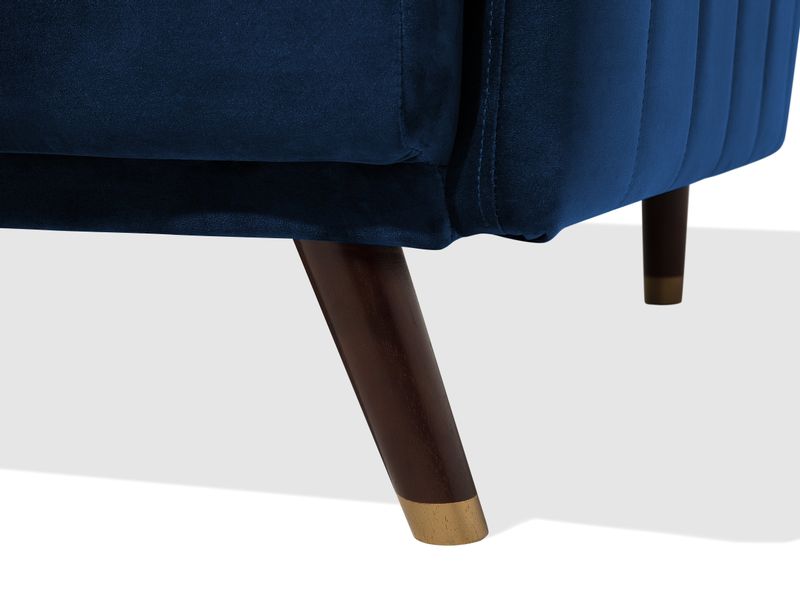 Sofa rozkładana welurowa niebieska SENJA zdjęcie 7