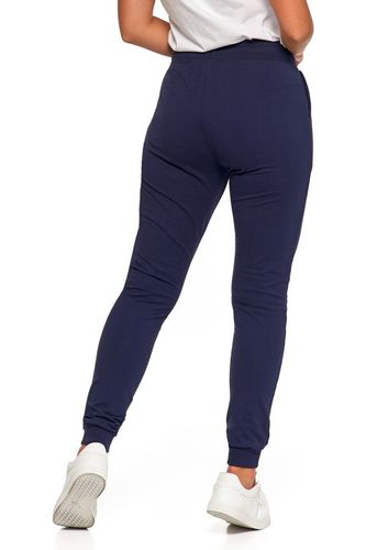 SPODNIE DRESOWE DAMSKIE BAWEŁNIANE JOGGERY BEZ WZORU MORAJ GRANATOWE S na Arena.pl