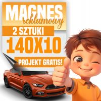 Profesjonalny Magnes 140x10 cm na Samochód - Twoja Reklama LOGO - 2 sztuki