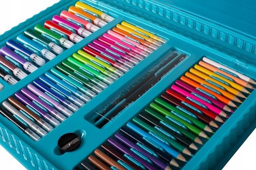 ZESTAW DO MALOWANIA RYSOWANIA ARTYSTYCZNY WALIZKA Niebieska DZIECI PREZENT na Arena.pl