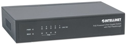 INTELLINET Switch Gigabit 5xPoE Passthrough zasilany PoE lub AC, 68W na Arena.pl