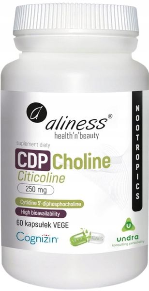 Aliness CDP CHOLINE Citicoline CYTYKOLINA Nootrop Długotrwała koncentracja zdjęcie 1