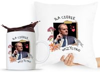 Zestaw Poduszka + Kubek Po Platforma Donald Tusk Z Nadrukiem Ze Zdjęciem