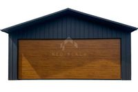 Garaż Blaszany 6x6 - Brama Segmentowa Antracyt Rynny Dach Dwuspadowy NB206