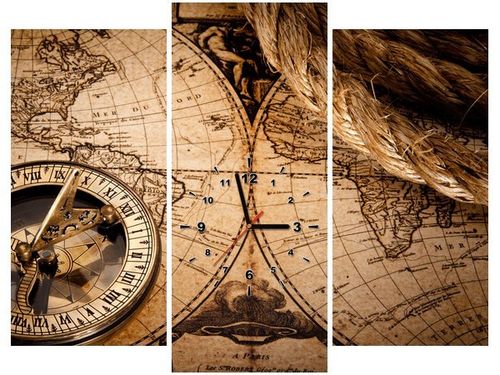 90CM 70 ZEGAR 3 ELEM MAPA ŚWIATA SCIENNY DRUK na Arena.pl