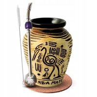 Zestaw do Yerba Mate Matero Aztek Brązowe + Bombilla z Kamieniem Podkładka