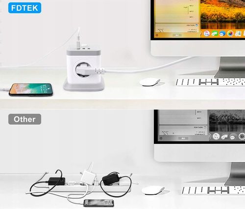 LISTWA ANTYPRZEPIĘCIOWA KOSTKA OCHRONNA 7w1 !! 4 GNIAZDKA + 3 USB JAKOŚĆ !! na Arena.pl