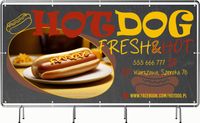 BANER REKLAMOWY 200x100 cm projekt w cenie oczkowany HOT DOG FRESH&HOT