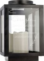 Znicz z grawerem na grób, z imieniem i datą pamiątkowa latarenka z cytatem