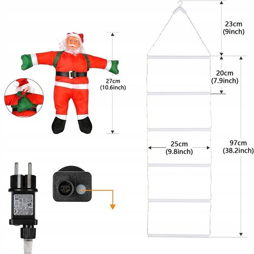 6 drabin Święty Mikołaj Na Drabinie Dekoracja Świąteczna Ozdoba LED Z Timer na Arena.pl