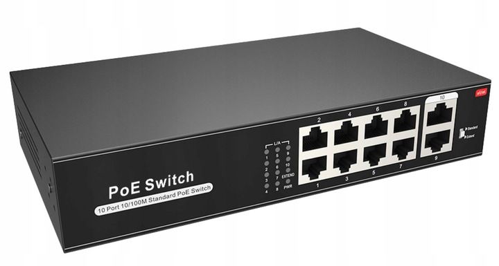 Switch POE do Kamer IP 8xPOE 96W 100Mbps 2x Uplink zdjęcie 4