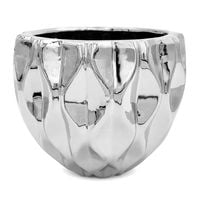 OSŁONKA NA KWIATY DONICZKA CERAMICZNA SREBRNA OSŁONA NA DONICZKĘ 15 cm