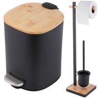 Zestaw łazienkowy Stojak Szczotka do WC i chwyt na papier Kosz ma śmieci 5L