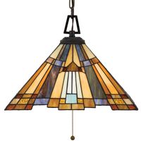 Żyrandol LAMPA wisząca QZ-INGLENOOK-P-A Elstead QUOIZEL metalowa OPRAWA klasyczny ZWIS na łańcuchu brązowy biały przezroczysty