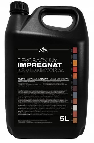 IMPREGNAT farba do drewna 5l Z WOSKAMI, 20 KOLORÓW M&M hydrofobowy na Arena.pl