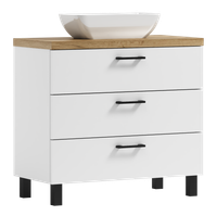 Szafka łazienkowa ROMA 80 biały/dąb craft złoty z umywalką Lara (W3)