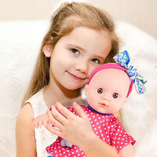 LALKA MIĘKKA INERAKTYWNA BOBAS NIEMOWLAK ZE SMOCZKIEM WYDAJE DŹWIĘKI 31 CM na Arena.pl