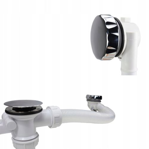 Automatyczny syfon wannowy na pokrętło CHROM czyszczony od góry obrotowy na Arena.pl