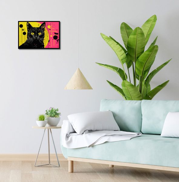 Plakat 45x30cm Neonowy Kocur zdjęcie 4