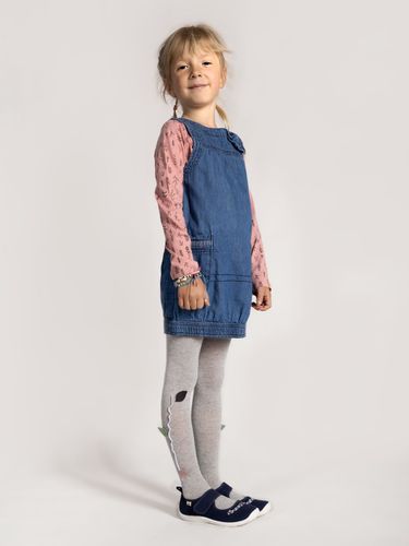 Rajstopy dziewczęce bawełniane z elementem 3D listek szare 92-98 YOCLUB na Arena.pl