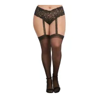 dreamgirl - pas do pończoch plus size, elastyczna koronka