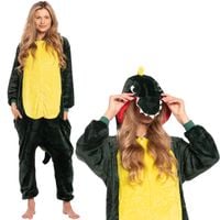 Piżama Damska Kombinezon Kigurumi Onesie Kostium Dinozaur Zielony 145-155 S