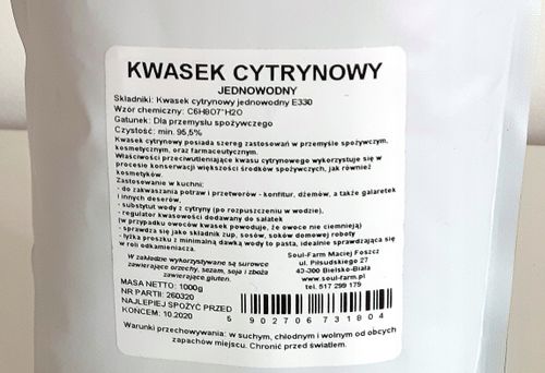 Kwasek cytrynowy 1 kg na Arena.pl